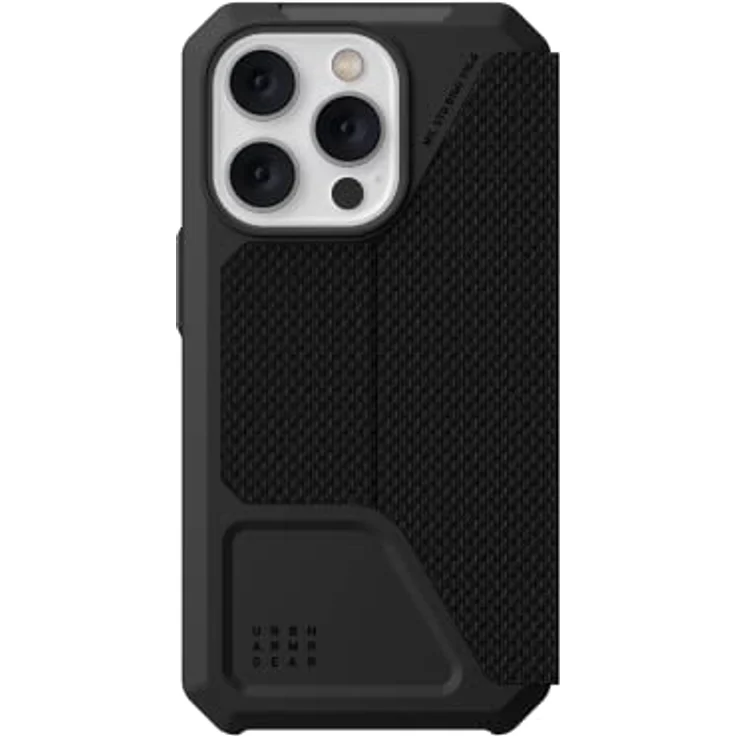 Urban Armor Gear Metropolis Folio Hülle kompatibel mit Apple iPhone 14 Pro [Wireless Charging (Qi) kompatibles Cover, Case mit Standfunktion & Kartenfächern] Kevlar schwarz, 114046113940 – Bild 3