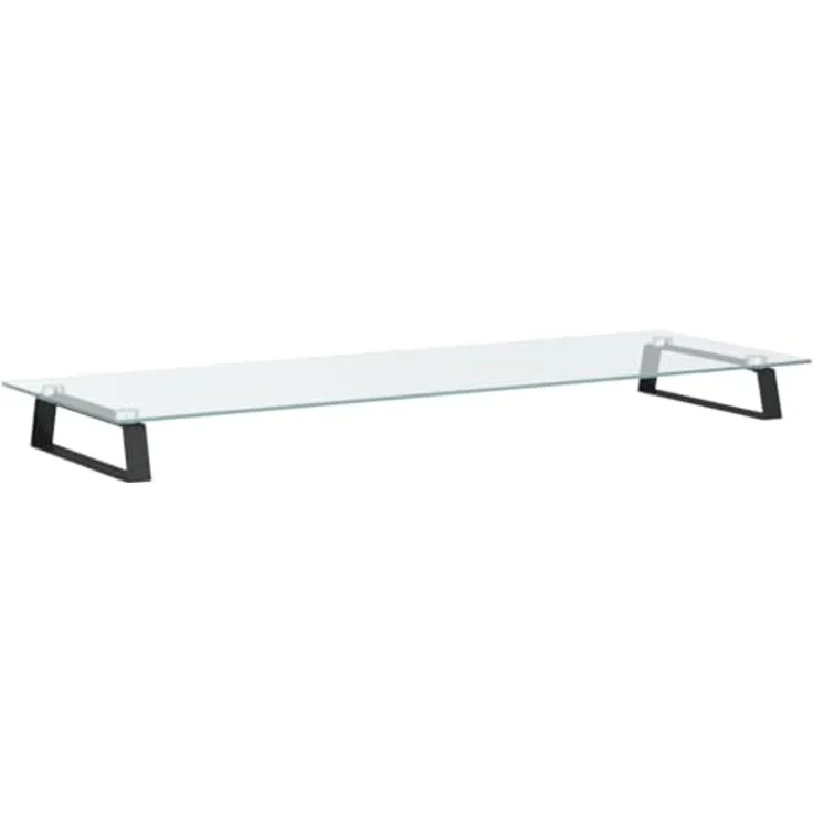 vidaXL Monitorständer, Monitorerhöhung mit Stauraum aus Hartglas und Metall, ergonomisches Design, Schwarz 100x35x8cm – Bild 1