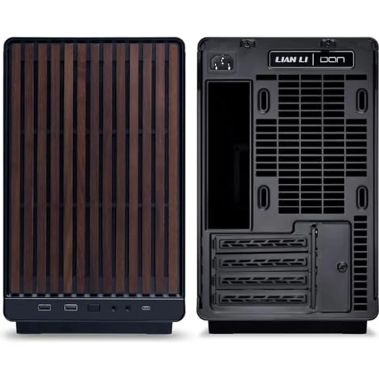 Lian Li DAN Cases A3-mATX Wood Edition PC-Gehäuse, Micro-ATX - Walnuss, schwarz - Kompaktes Gehäuse für Micro-ATX/Mini-ITX, Vier-Slot-GPU bis 415 mm, 360-mm-Radiator geeignet – Bild 2