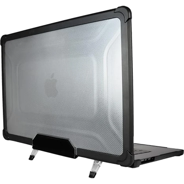 honju FIT Kickstand Case kompatibel mit Apple MacBook Air M2 (15 Zoll - 2023) Hülle [Klappbare Standfüße, Fallschutz nach Militärstandard, Lüftungsschlitze] schwarz / transparent – Bild 1