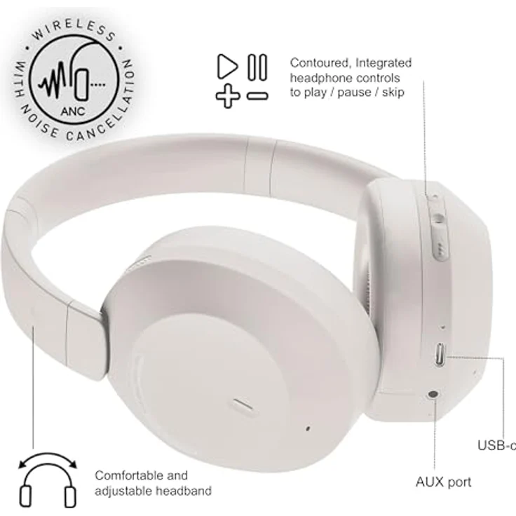 Mixx Audio StreamQ C4, Wireless Kopfhörer mit 40 Stunden Akkulaufzeit und aktiver Geräuschunterdrückung, Sand – Bild 4