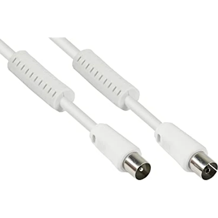 Good Connections SAT TV Antennenkabel - Koax Stecker an Koax Buchse - 2x Mantelstromfilter (Ferritkern), Doppelschirmung, Schirmmaß > 95dB - weiß, 3 m – Bild 2