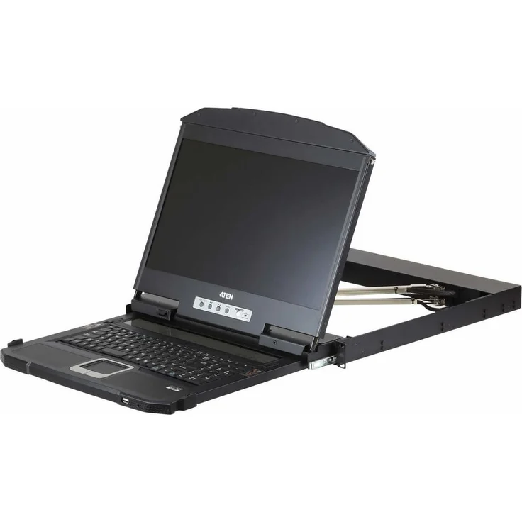 Aten CL3800, 18,5" Dual Rail USB HDMI-DVI KVM Switch mit LED-Hintergrundbeleuchtung und integrierter Tastatur, Schwarz