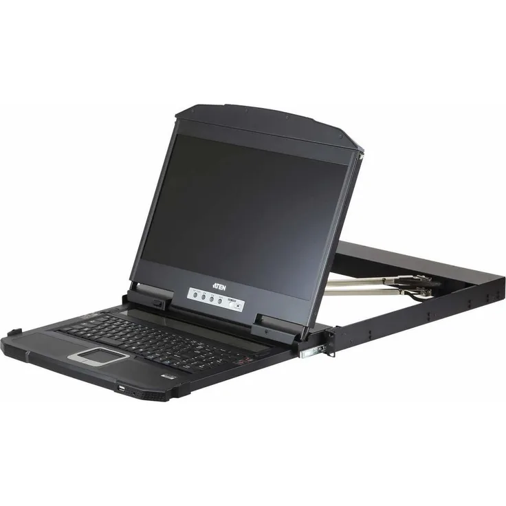 Aten CL3800, 18,5" Dual Rail USB HDMI-DVI KVM Switch mit LED-Hintergrundbeleuchtung und integrierter Tastatur, Schwarz