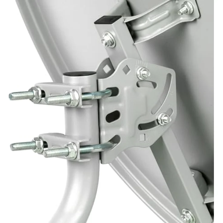 ARLI Sat Antenne 60 cm, Stahl Lichtgrau/Weiß, HD UHD Digital Satellitenschüssel mit ovalem Spiegel, inkl. LNB Halterung & Befestigung – Bild 2