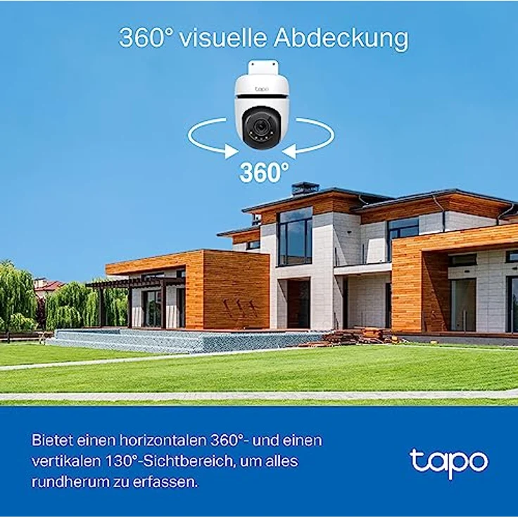 TP-Link Tapo C510W überwachungskamera aussen, WLAN IP Kamera, 360° Schwenk-/Neige WLAN-Kamera, 2K Auflösung, Vollfarbige Nachtsicht, IP65 wasserdicht, Intelligente Bewegungsverfolgung, Zwei-Wege-Audio – Bild 2