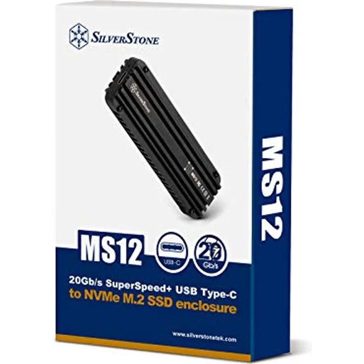 SilverStone Technology MS12, Aktuelle USB-3.2-Gen-2x2-Schnittstelle mit SuperSpeed+-Übertragungsrate bis 20Gbps, SST-MS12, schwarz