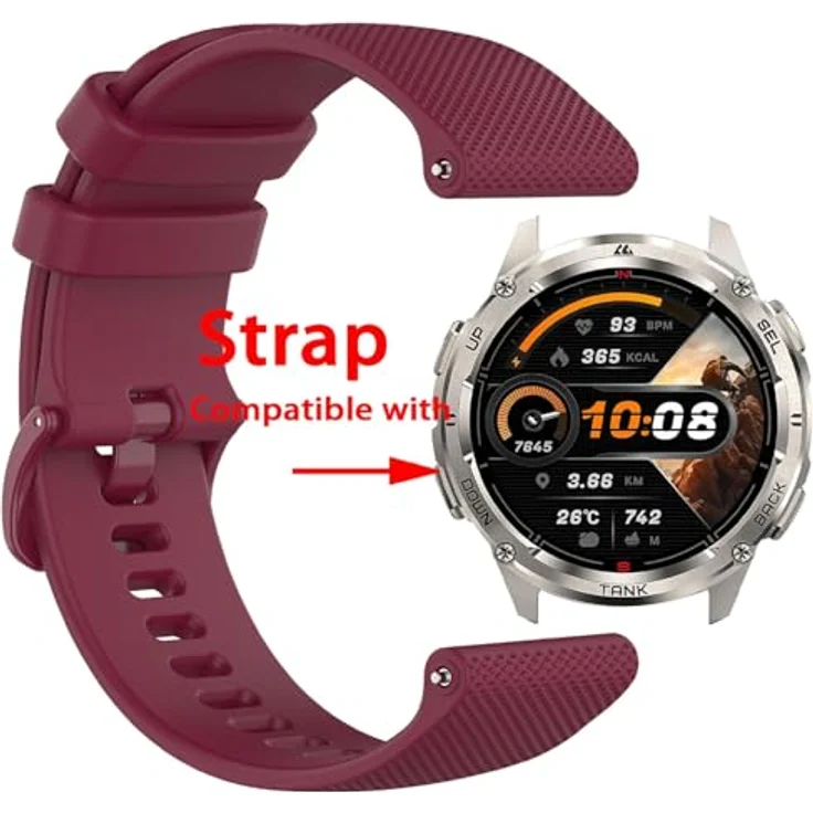 GIOPUEY Armband für KOSPET TANK T3 ULTRA 2, 22mm Weiches Silikon, verschleißfest und atmungsaktiv, dunkelrot – Bild 2
