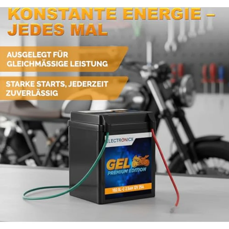 Electronicx Extreme Edition GEL Motorradbatterie 2.5Ah 12V, wartungsfrei, rüttelfest und auslaufsicher für Motorrad, Roller und Quad – Bild 4