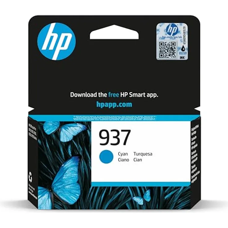 HP 937 (4S6W2NE) Cyan Original Druckerpatrone, 800 Seiten Druckleistung für OfficeJet Pro 9110b bis 9730e