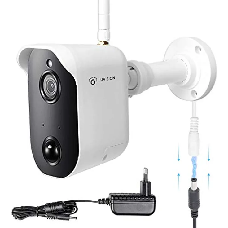 LUVISION Funk Zusatz Überwachungs-Kamera mit DC | Betrieb: DC-Adapter Netzteil | zur Erweiterung LV-A-2020-01 | FullHD 2MP 1080p | PIR-Wärmesensor | Nachtsicht