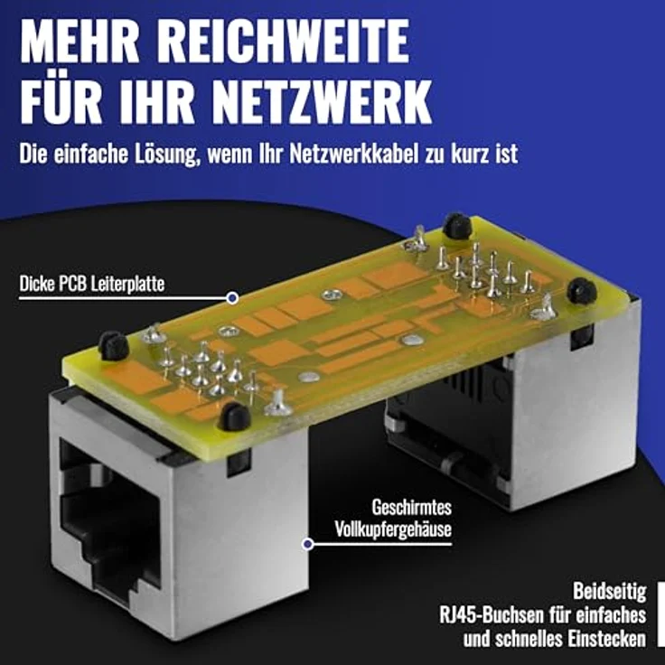 Poppstar 1x Adapter RJ45 Kupplung Cat6 (2x Buchse, 8-polig, geschirmt), Ethernetkabel Verbinder - Netzwerkkoppler für Patchkabel, DSL LAN Kabel, Netzwerkkabel, Modular uvm. – Bild 5