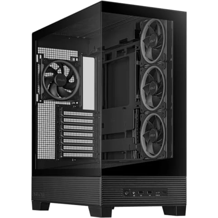 ASUS A31 Plus TG ARGB Black ATX PC Gehäuse (vorinstallierte ARGB-Lüfter, Glasfrontpanel, kompatibel mit Mainboards mit versteckten Anschlüssen, unterstützt 360-mm-Radiatoren und 380-mm-Grafikkarten) – Bild 2