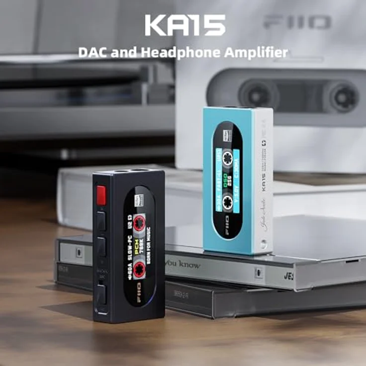 FIIO KA15 Tragbarer DAC- und Kopfhörerverstärker, Hi-Res Audio, 768 kHz/32 Bit, schwarzes Design mit LCD-Display – Bild 3