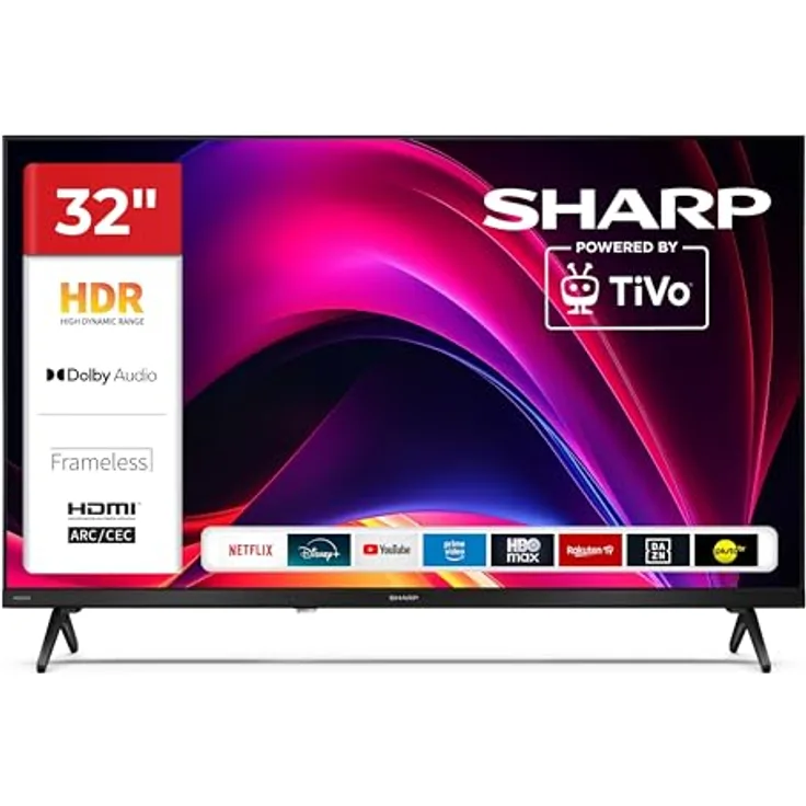 Sharp 32HE2745E, 32 Zoll Smart TV Powered by TiVo, HDR Fernseher mit HD Auflösung und Triple-Tuner, LED TV
