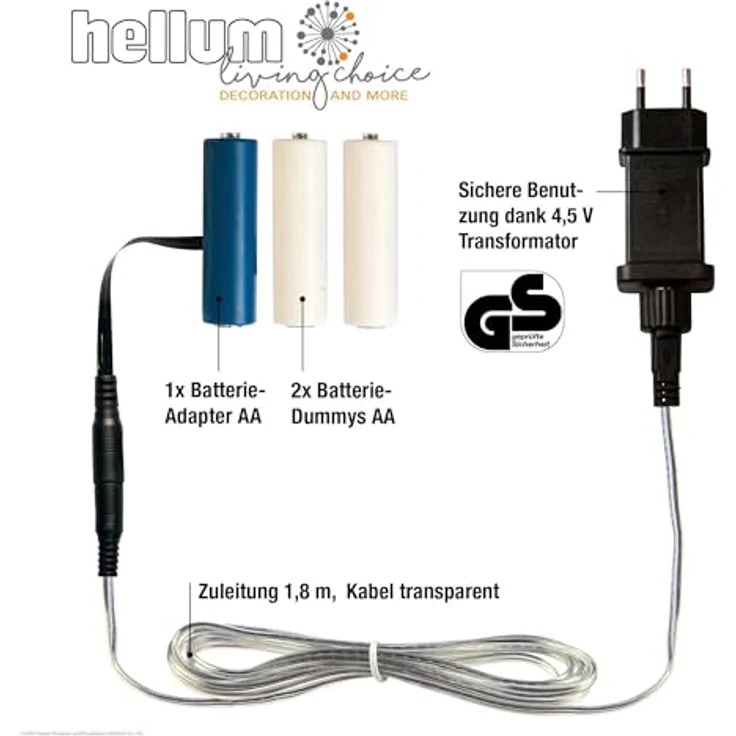 Hellum Batterie Adapter für 3xAA Batterien, 1,8 m Zuleitung, kompatibel mit Zeitschaltuhren – Bild 2