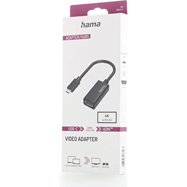 Hama USB C auf HDMI Adapter, 4K Ultra HD 30 Hz (USB C Adapter zum Anschluss von PC, Laptop, MacBook, Tablet, iPad an Monitor, TV, Beamer, kompatibel mit Thunderbolt 3, 4, edles Gehäuse), schwarz – Bild 3