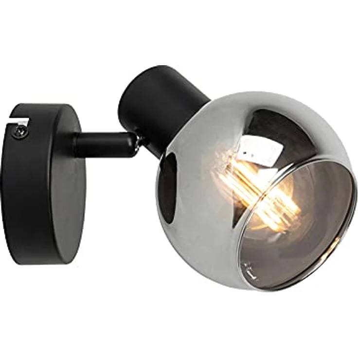 Qazqa Art Deco Spot schwarz mit Rauchglas - Vidro I - Rund - LED geeignet E14 – Bild 3