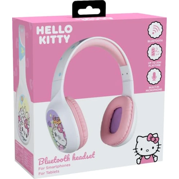 Konix Hello Kitty Kopfhörer, Verkabelt & Kabellos, Bluetooth 5.3, Anrufe/Musik, Weiß/Pink – Bild 6