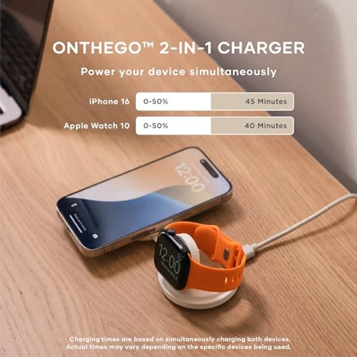 Satechi OntheGo 2-in-1 Wireless Charger, mobiler Qi2 Ladegerät mit 15 W für iPhone und 5 W für Apple Watch, faltbares Design, Weiss – Bild 3