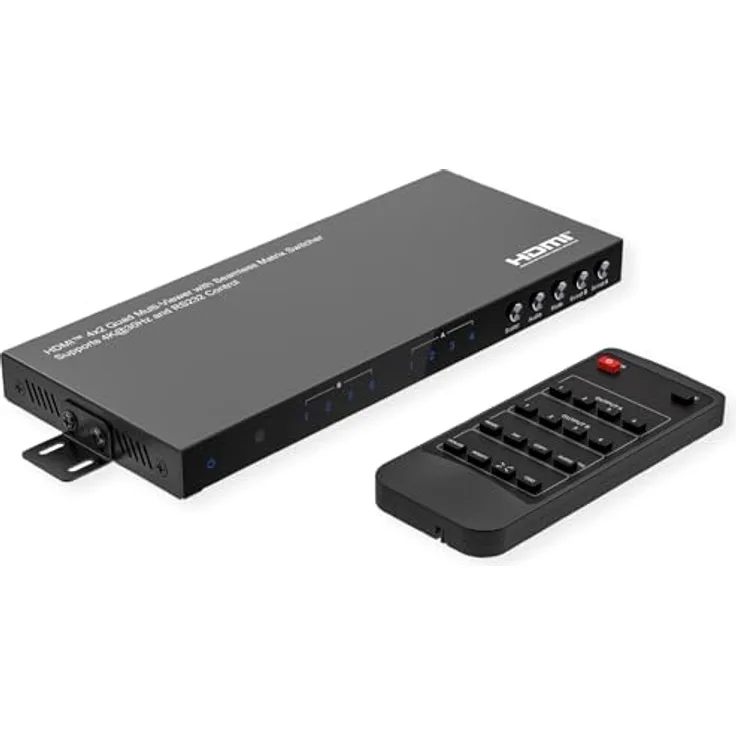 VALUE HDMI Matrix Switch,4x2 Quad Multi-Viewer, Nahtlose Umschaltung, 3840 x 2160@30Hz, Schwarz