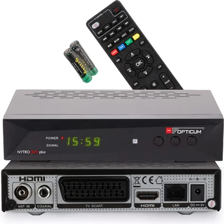 RED OPTICUM 23025 Nytro Box Plus Hybrid-Receiver HD-TV I DVB-C & DVB-T2 Receiver mit Aufnahmefunktion PVR - HDMI - USB - SCART - Coaxial Audio - Ethernet - LED Display I Digitaler Kabelreceiver – Bild 1