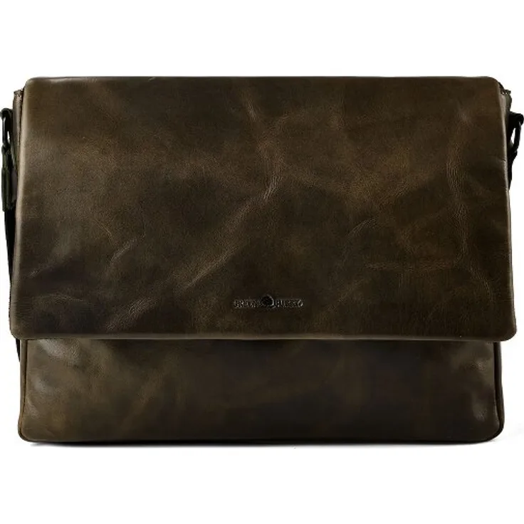 Greenburry Newport Messenger, Leder Laptop-Tasche, 35 cm, grün