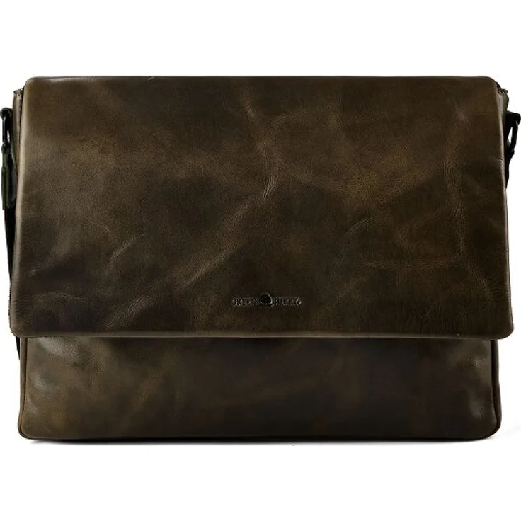 Greenburry Newport Messenger, Leder Laptop-Tasche, 35 cm, grün