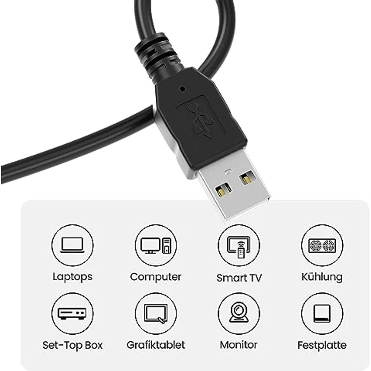 JAMEGA 1m USB 2.0 Kabel - USB A-Stecker auf USB A-Stecker Highspeed Datenkabel, Schwarz – Bild 2