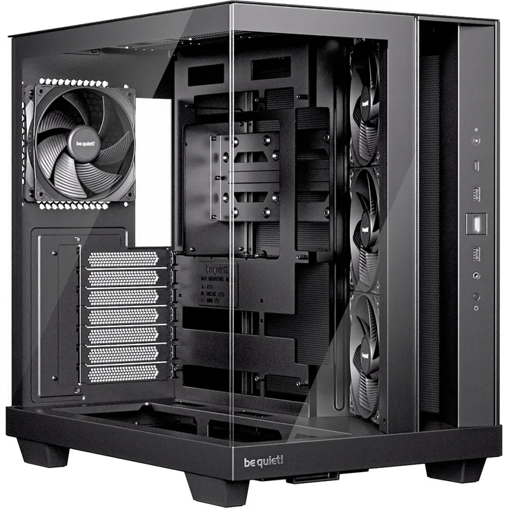 be quiet! LIGHT BASE 500 Black, Midi-Tower PC-Gehäuse für Mini-ITX, microATX, ATX Mainboards, vorinstallierte 4 Lüfter, Platz für 10 Lüfter, CPU-Kühler bis 185 mm, Grafikkarten bis 400 mm