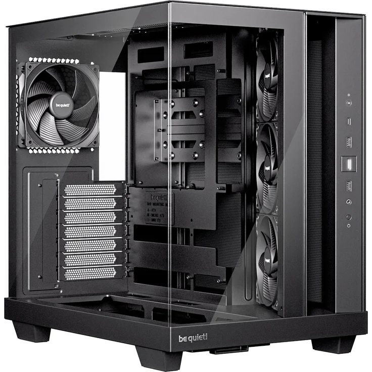 be quiet! LIGHT BASE 500 Black, Midi-Tower PC-Gehäuse für Mini-ITX, microATX, ATX Mainboards, vorinstallierte 4 Lüfter, Platz für 10 Lüfter, CPU-Kühler bis 185 mm, Grafikkarten bis 400 mm