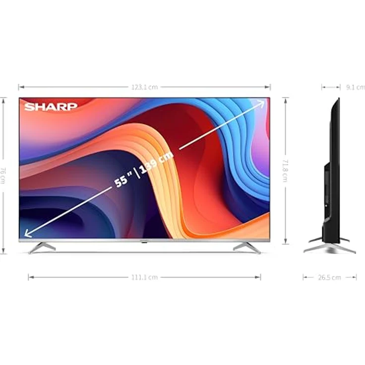 SHARP 55GP6260E Quantum Dot Google TV 139 cm (55 Zoll) 4K Ultra HD QLED Google TV (Smart TV ohne Rahmen, Dolby Atmos, Dolby Vision, HDMI 2.1 mit eARC) in schwarz – Bild 5