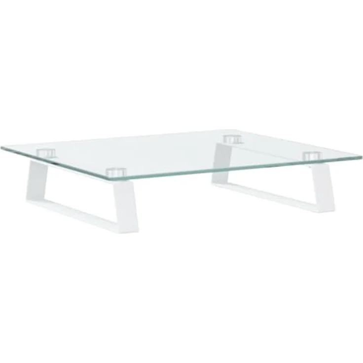 vidaXL Monitorständer, Monitorerhöhung mit Stauraum, Ständer Halterung für Monitor Laptop Drucker, Schreibtischaufsatz Bildschirmerhöhung, Weiß 40x35x8cm Hartglas Metall – Bild 1