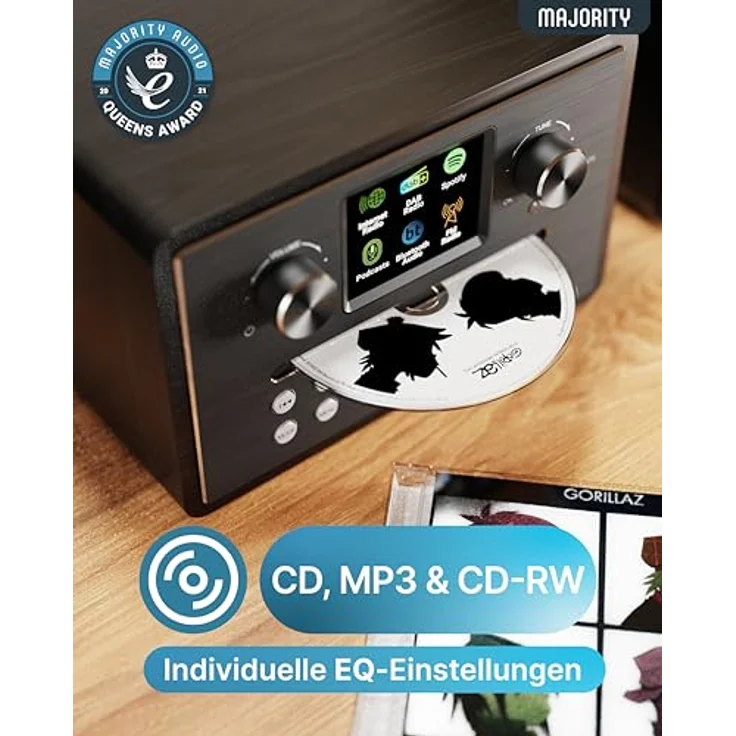 MAJORITY Homerton HiFi, Internetradio WLAN Stereoanlage mit DAB+ & UKW, CD Player und Bluetooth 5.3, inklusive Regallautsprechern und Spotify Connect, kompakte Musikanlage in elegantem Design – Bild 4