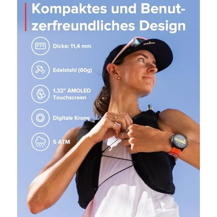 SUUNTO Race S Laufuhr mit AMOLED Touchscreen, Zweifrequenz GPS Sportuhr, HRV & Schlafverfolgung, KI-basierter Trainingsplan, Kostenlose Offline-Karten, 50m Wasserdicht, Schwarz – Bild 2