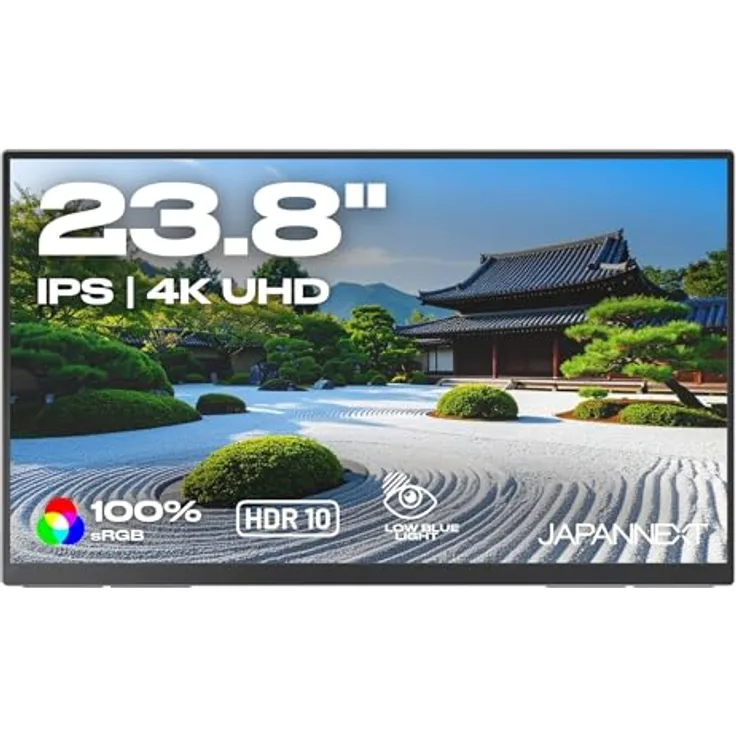 JapanNext Tragbarer Monitor JN-MD-IPS238U-C6, 23,8" IPS 4K UHD, HDR, USB-C Power Delivery, integrierte Lautsprecher, G-Sync/FreeSync