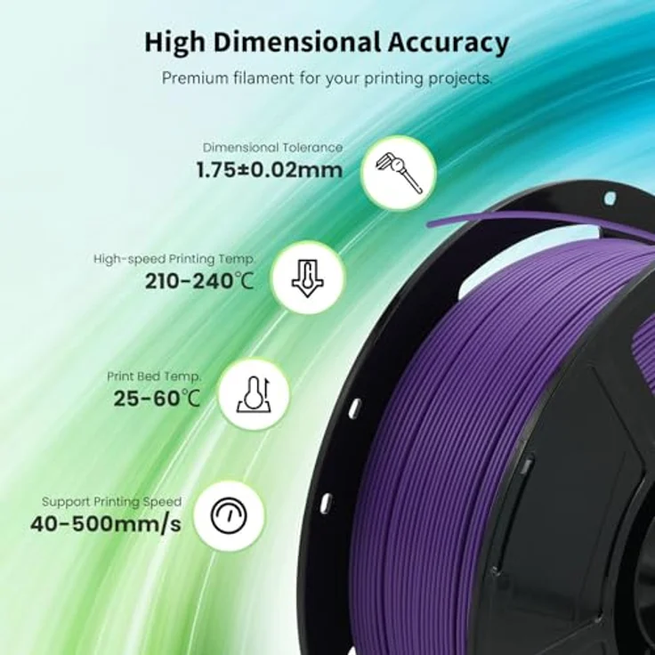 FLASHFORGE High Speed PLA+ 3D-Druckerfilament Lila, Verbesserter Schmelzfluss für schnellere Drucke, elegantes mattes Finish, satte Farben – Bild 5