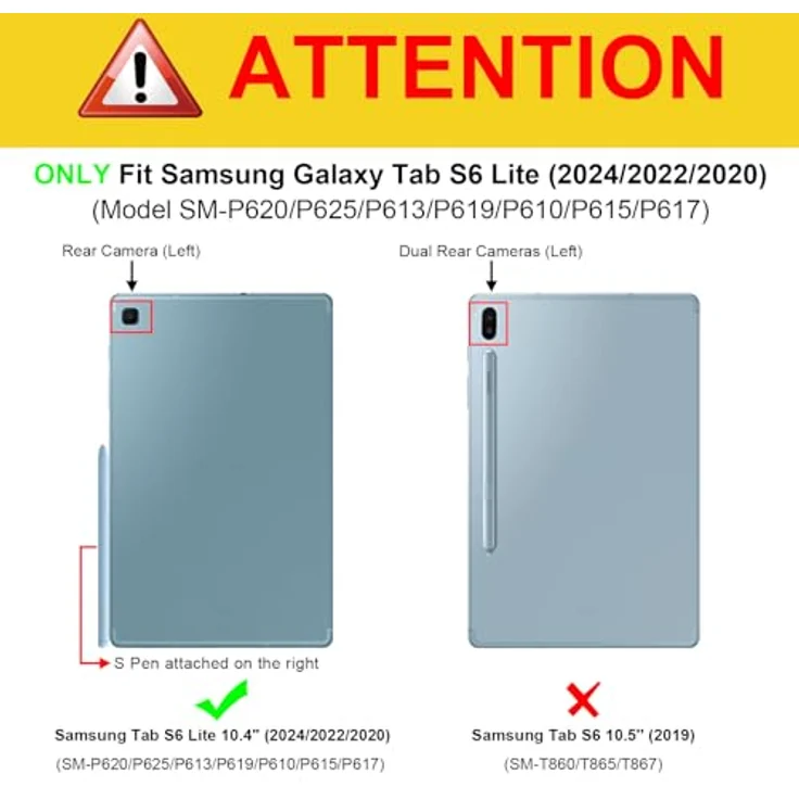 Fintie Hülle für Samsung Galaxy Tab S6 Lite 10.4 2024/2022/2020, Schutzhülle mit S Pen Halter und Dokumentschlitze, Schwarz – Bild 2