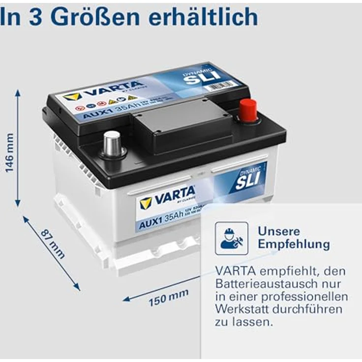 Varta Aux1 53506 Silver Dynamic, AGM Stützbatterie 12V 35Ah mit niedriger Selbstentladung – Bild 7