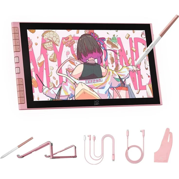 XP-Pen Artist 12 3rd Zeichentablet, 99 % sRGB Farbgenauigkeit, rosa, mit Display und 16.384 Druckstufen