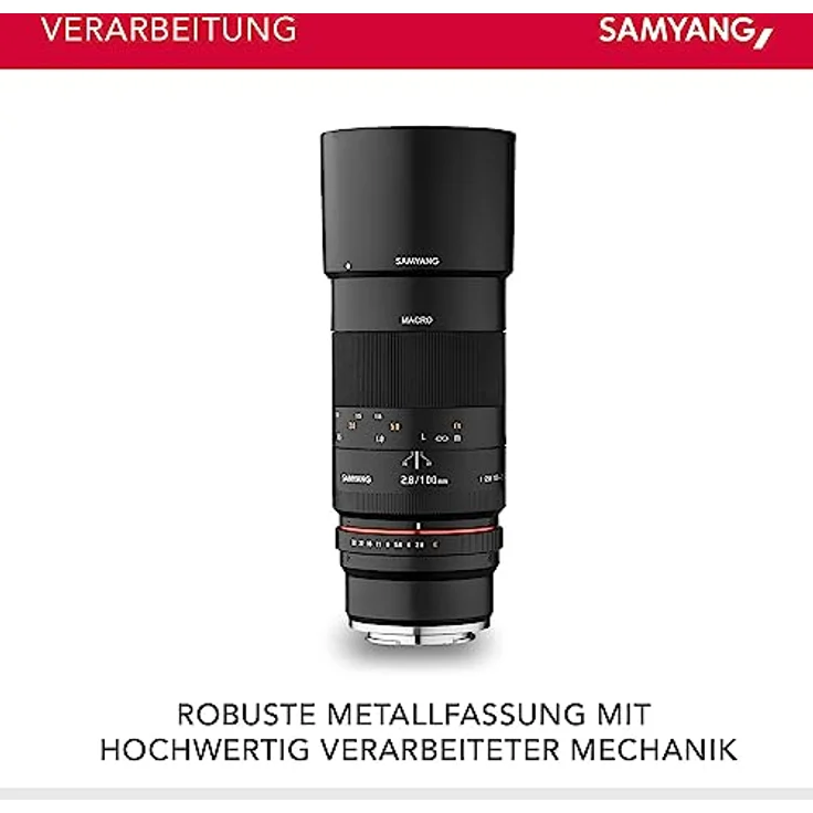Samyang 100-2,8 Objektiv Marko DSLR Sony E manueller Fokus Fotoobjektiv, Makroobjektiv schwarz – Bild 3