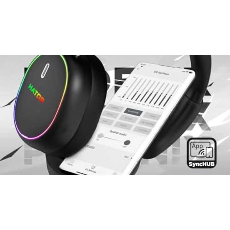 HATOR Phoenix 2 Wireless Gaming-Headset mit 40mm Hi-Res Treibern, Hybrid ANC, Spatial Audio, bis zu 45h Akku, inkl. Hardcase – Schwarz – Bild 5