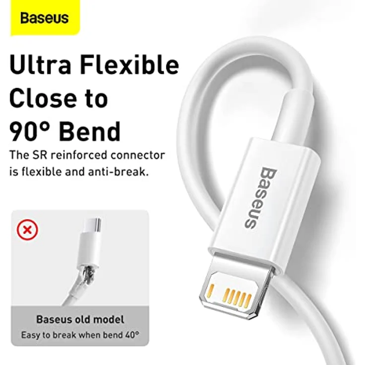 Baseus Superior USB-auf-Lightning Kabel, 2m, Schnellladung 2,4A, Weiß – Bild 3