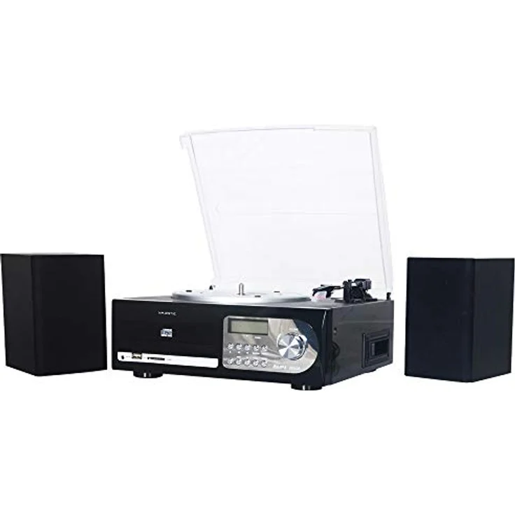 Majestic TT 38R CD TP USB SD Plattenspieler 33/45/78 U/min, CD/MP3-Player, Kassette, USB/SD Recorder, schwarz – Bild 3