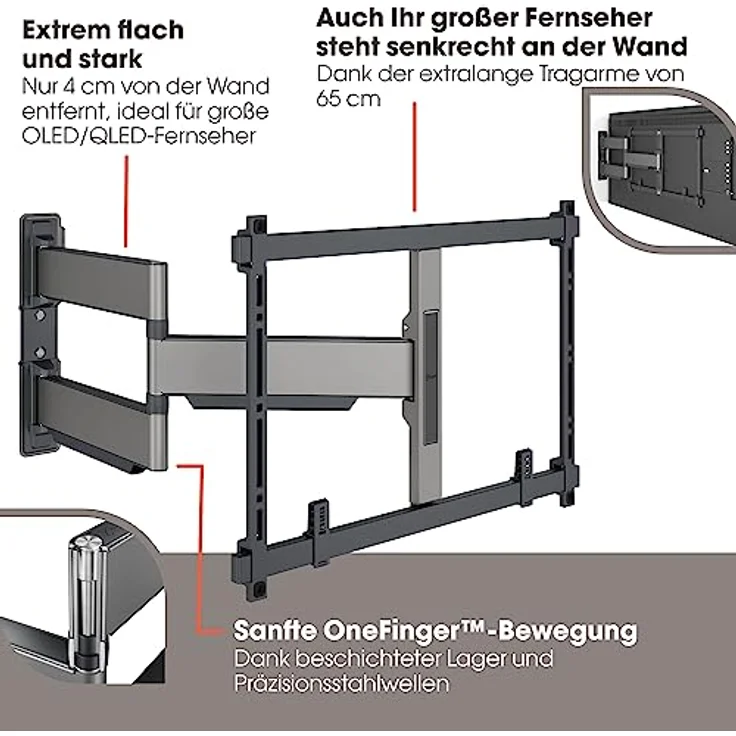 Vogel's Elite 5645 Schwenkbare, ultradünne TV-Wandhalterung für 40-77 Zoll Fernseher, Max. 45 kg, Schwenkbar bis zu 180°, Full-Motion TV Halterung max. VESA 600x400, Universelle Kompatibilität – Bild 2