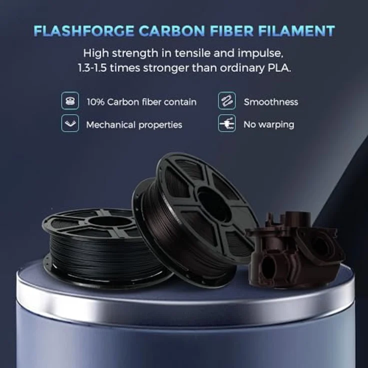 FLASHFORGE Kohlefaser PLA Filament 1.75mm, kohlefaserverstärkt, 1KG Spule, hohe Festigkeit & Abriebfestigkeit, Marsala – Bild 2