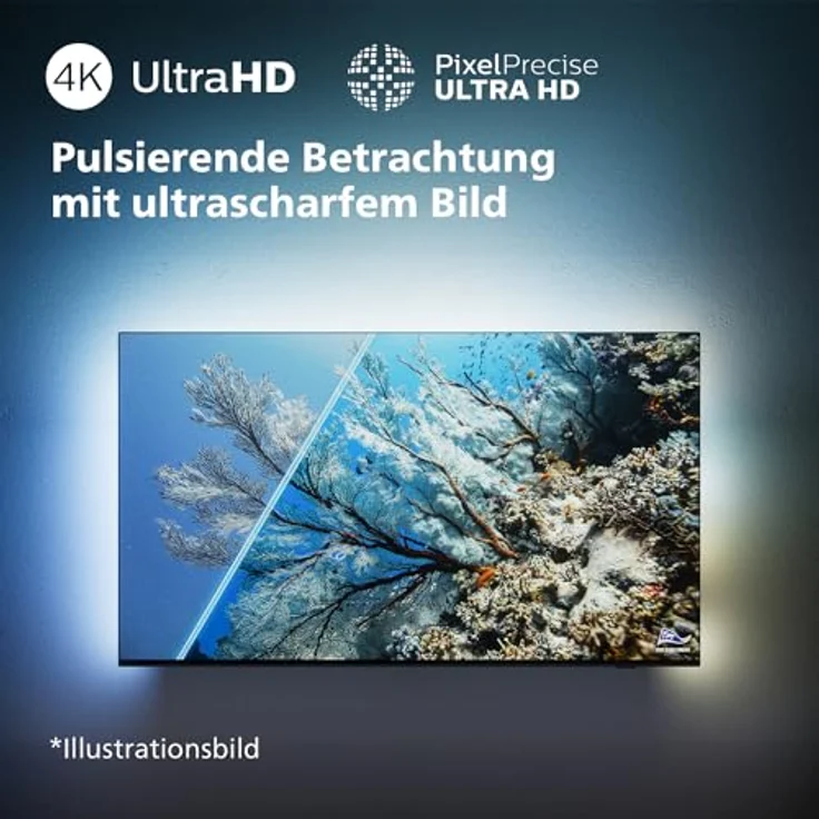 Philips Ambilight 55PUS8309 4K LED Smart TV - 55-Zoll Display mit pixel-präziser Ultra HD, Titan OS Plattform und Dolby Atmos-Klang - Matt Schwarz – Bild 4
