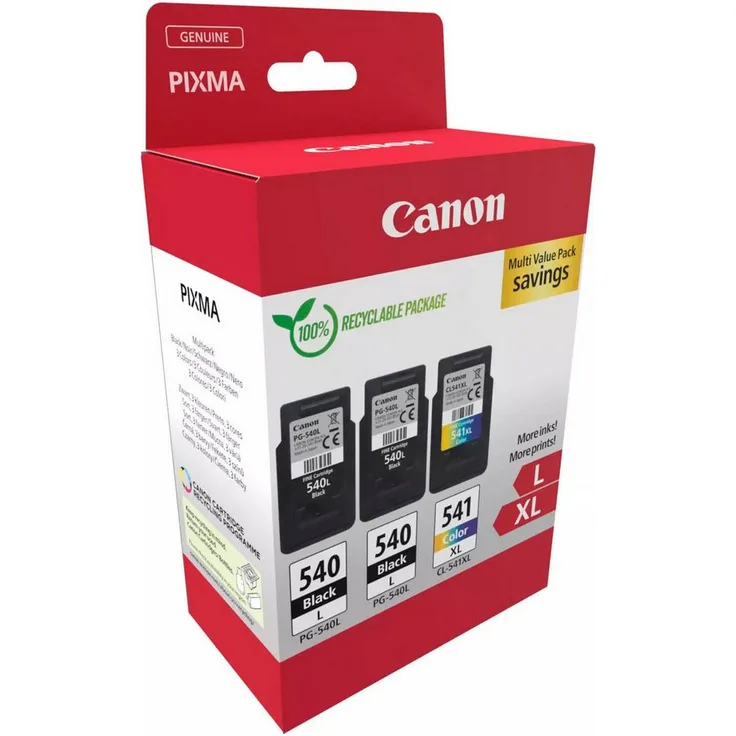 Canon PG-540L x2/CL-541XL Triple Pack Tintenpatrone, Original Canon Tinte, hohe Reichweite, 3-tlg