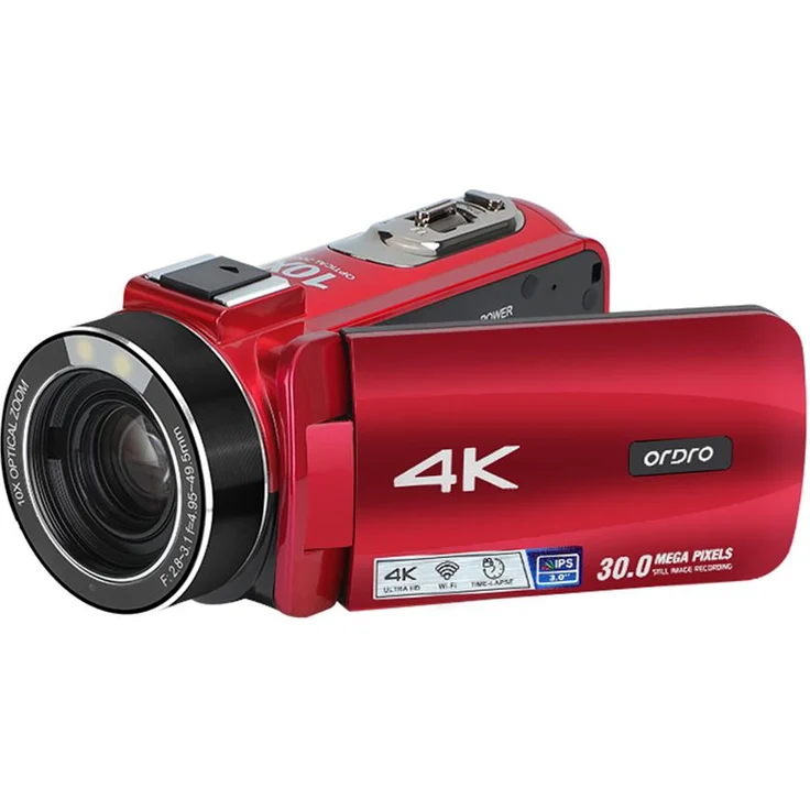 ORDRO HDR-Z88 4K-Digitalvideokamera, 30 MP Camcorder mit 3,0 Zoll IPS-Touchscreen, 10-fachem optischen Zoom, WLAN und Zeitlupe