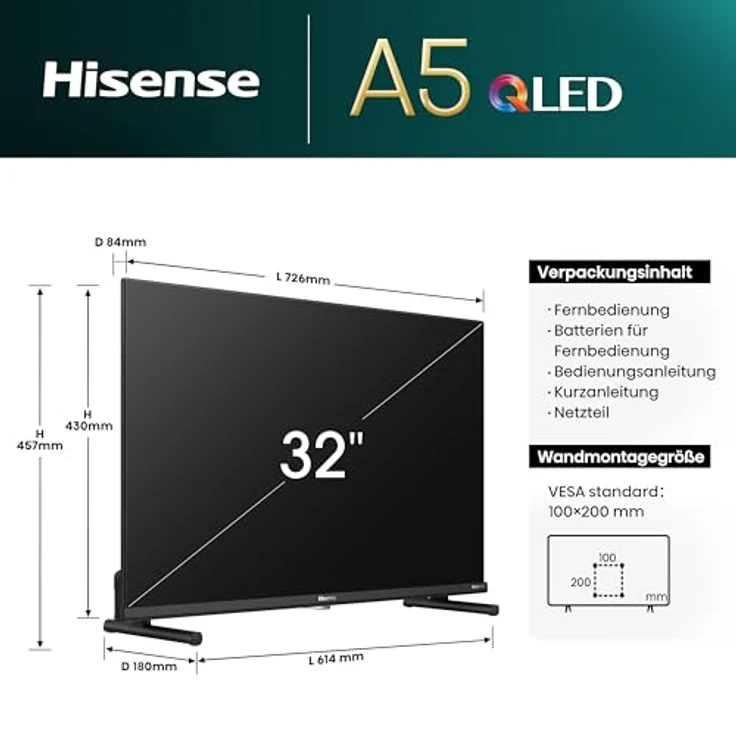 Hisense 32A5NQ 80 cm (32 Zoll) QLED Smart TV Full HD, Dolby Atmos, Duale Positionierung, AI Sports Mode, Schwarz [2024] – Bild 4